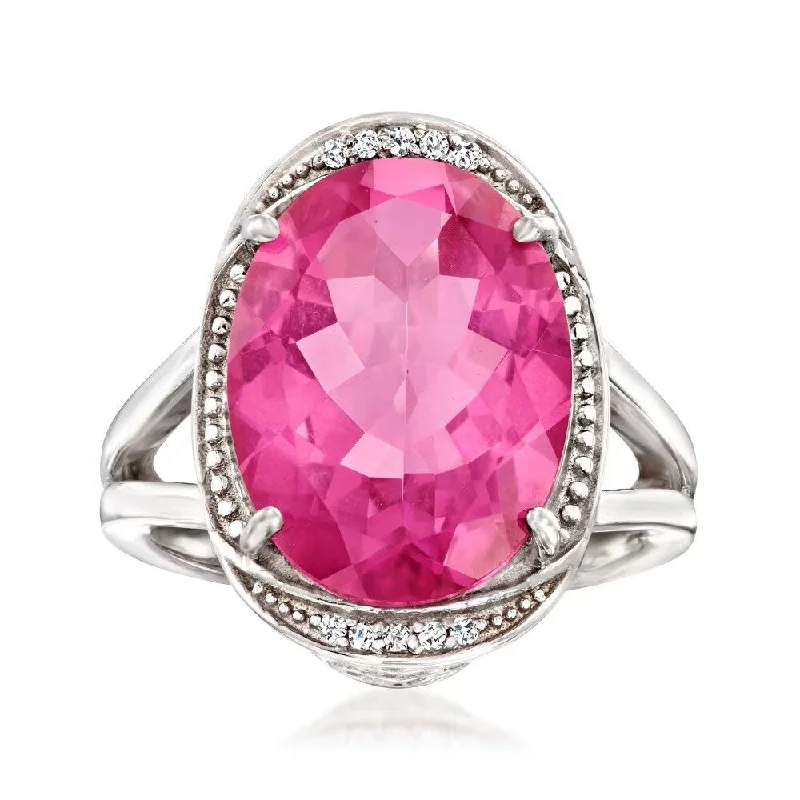 Women’s engagement rings with diamonds-925 Sterling Silver Pink Topaz Gemstone Ring