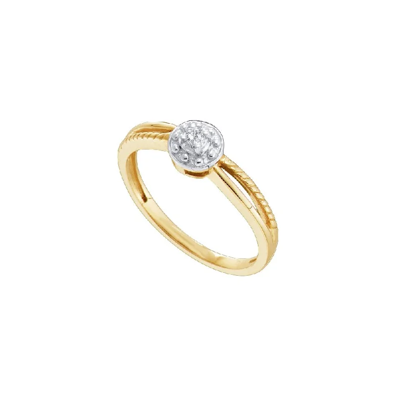 Women’s rings with colored stones-10k Yellow Gold Womens Round Diamond Solitaire Promise Ring (1/20 Cttw, G-H Color, I2-I3 Clarity)