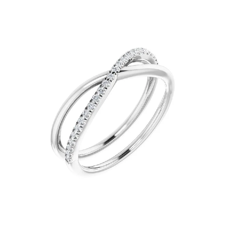 Women’s men’s rings-14K White Gold 1/10 CTW Diamond Criss-Cross Ring for Women