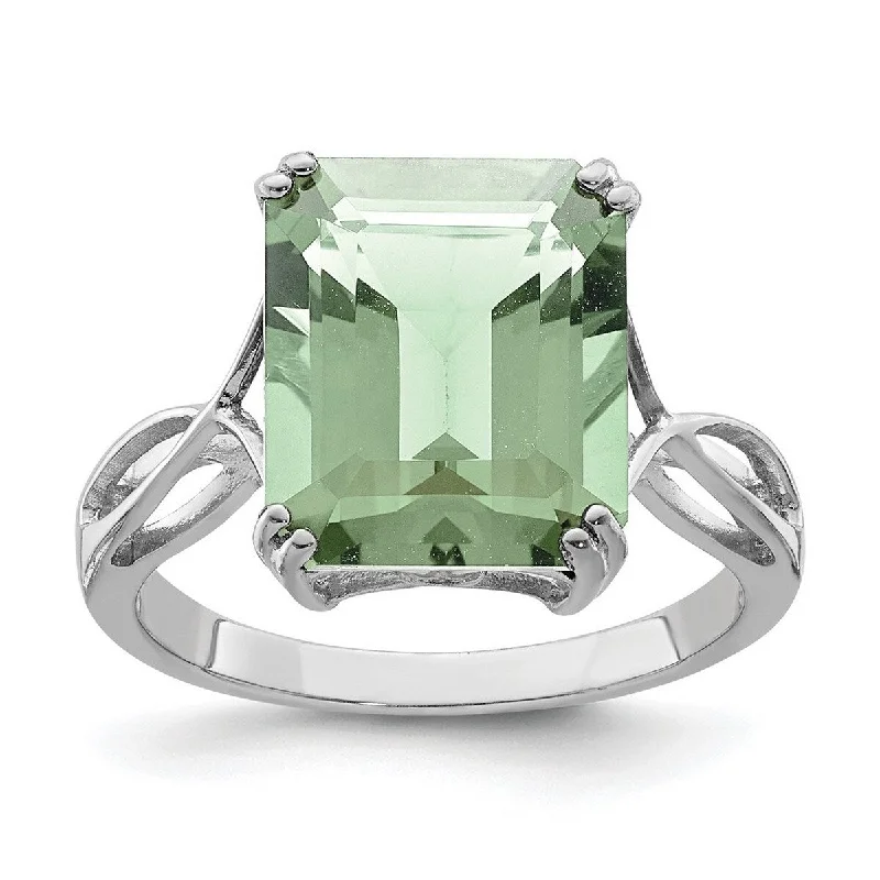 Women’s minimalist rings-Curata 925 Sterling Silver Polished Green Quartz Ring