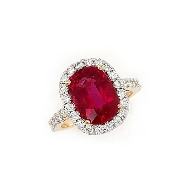 Women’s engagement rings with diamonds-4.53 ct Rubelite and Diamond Ring in 14k White Gold