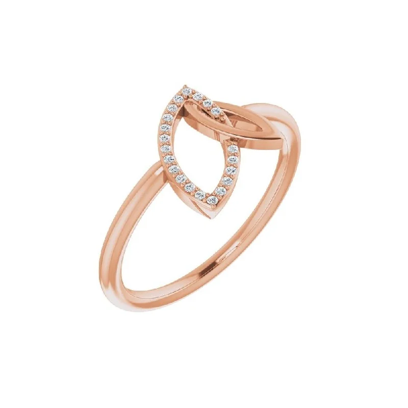 Women’s men’s rings-14K Rose Gold .05 CTW Diamond Double Leaf Ring for Women