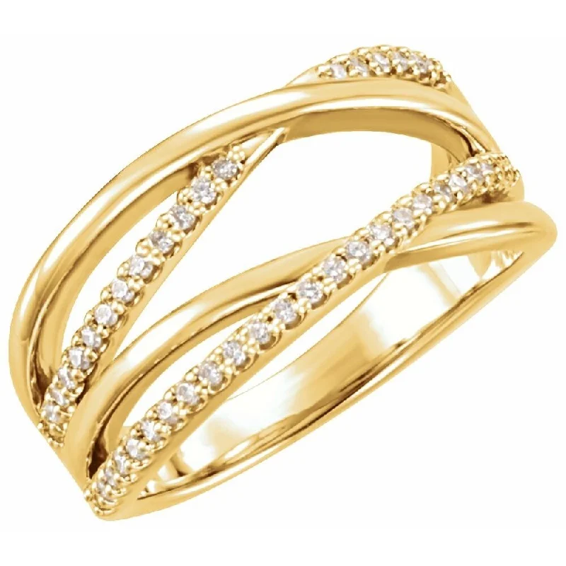 Women’s elegant wedding rings-14k Yellow Gold 1/5 CTW Diamond Criss-Cross Ring for Women