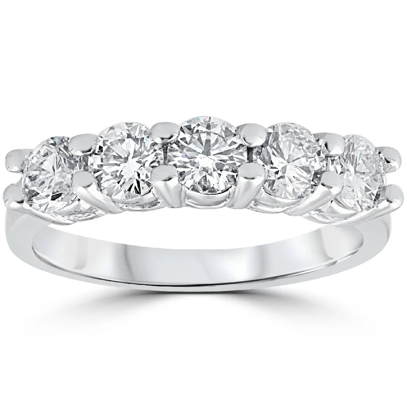 Women’s halo diamond engagement rings-1 1/4ct Five Stone Diamond Wedding Ring 14K White Gold