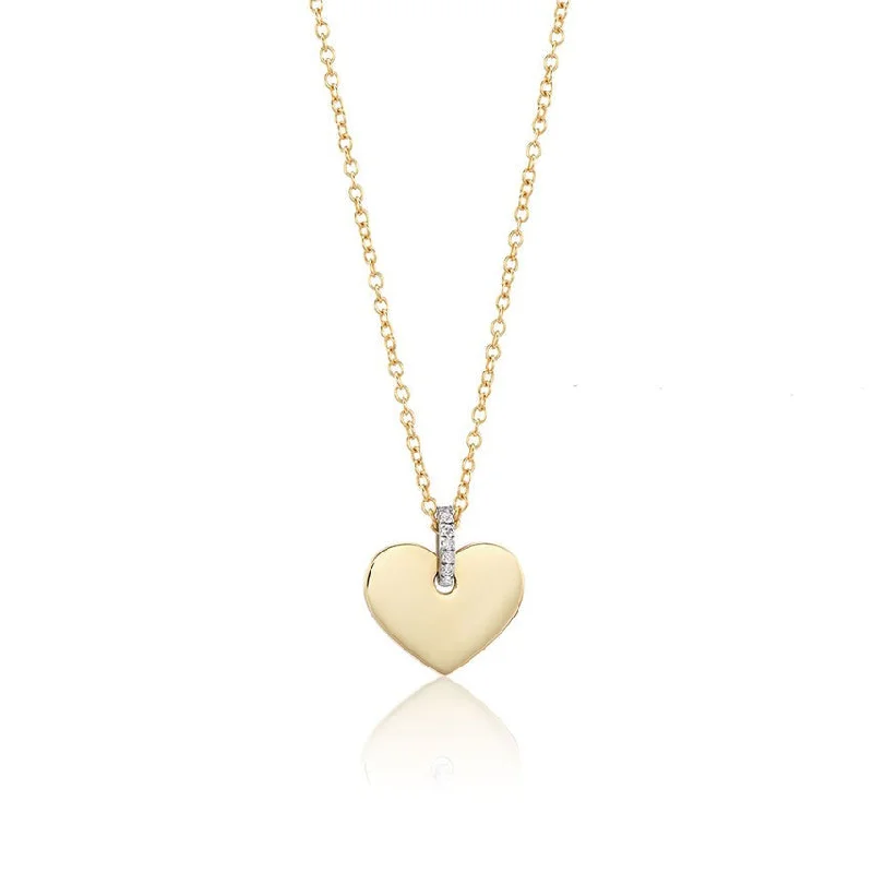 Women’s beach necklaces-Aurelia Demark 18K Gold Diamond Small Heart Pendant Necklace