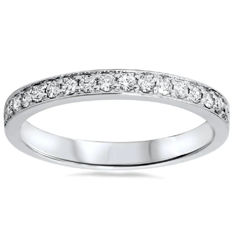 Women’s luxury diamond engagement rings-1/3ct Stackable Diamond Wedding Ring White Gold