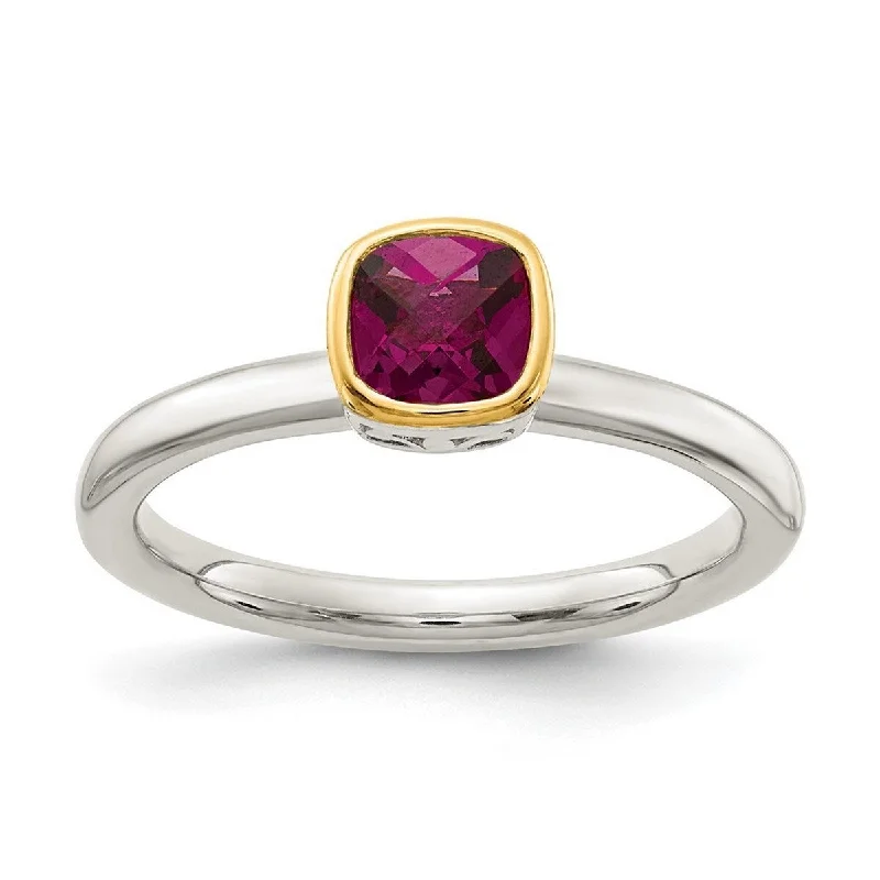 Women’s diamond rings-Curata 925 Sterling Silver With 14k Accent Rhodolite Garnet Ring