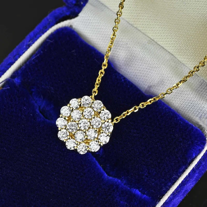 Women’s intricate necklaces-Exceptional .75 CTW Diamond Cluster Pendant Necklace in 14K Gold