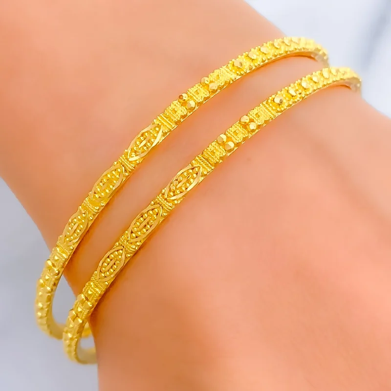 Women’s diamond bracelets-Petite Classy 22k Gold Bangle Pair