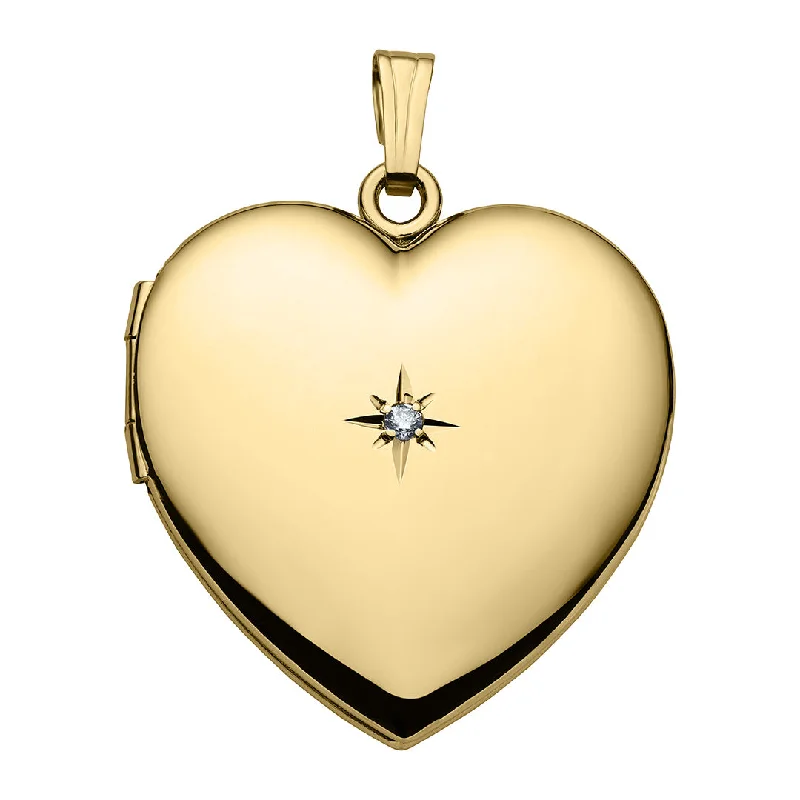 Women’s crystal necklaces-14K Gold Filled Diamond Heart Locket Necklace