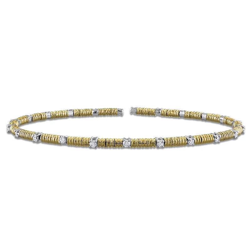 Women’s luxury bracelets-Miadora 3/8ct TW Diamond Station Bangle in 14k Yellow Gold