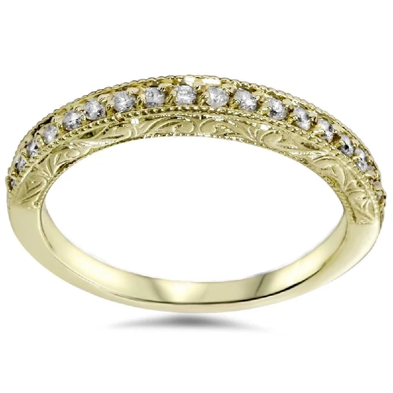 Women’s halo diamond engagement ring sets-1/2ct Yellow Gold Diamond Vintage Wedding Ring