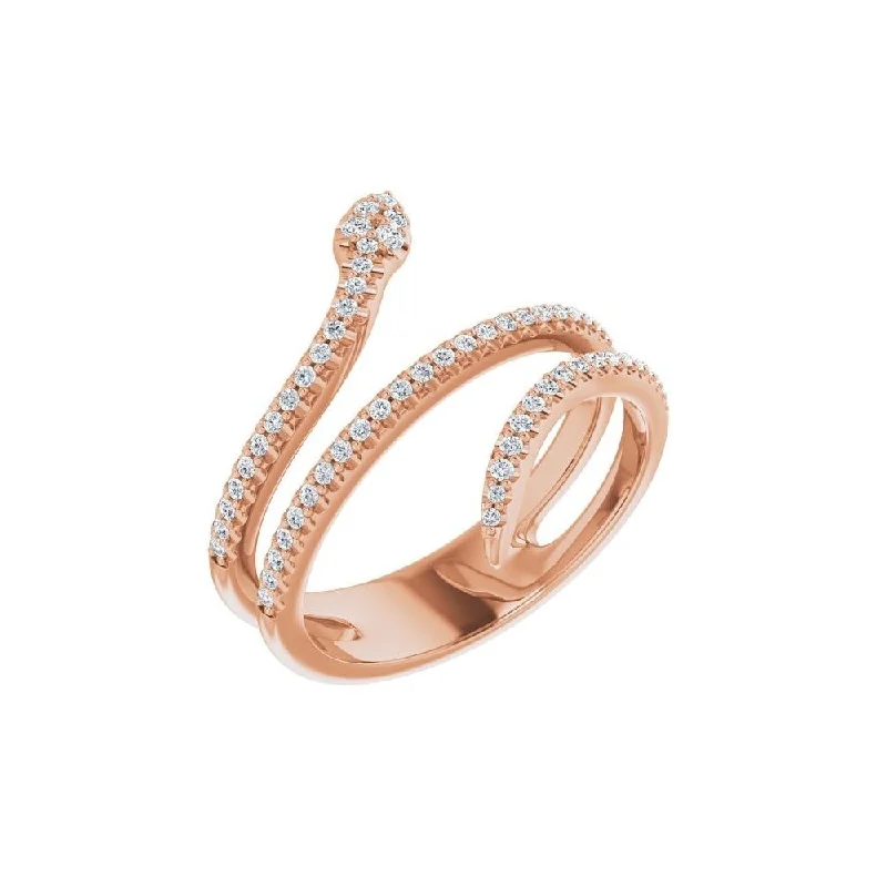 Women’s stackable rings with diamonds-14K Rose Gold 1/3 CTW Diamond Snake Ring for Women