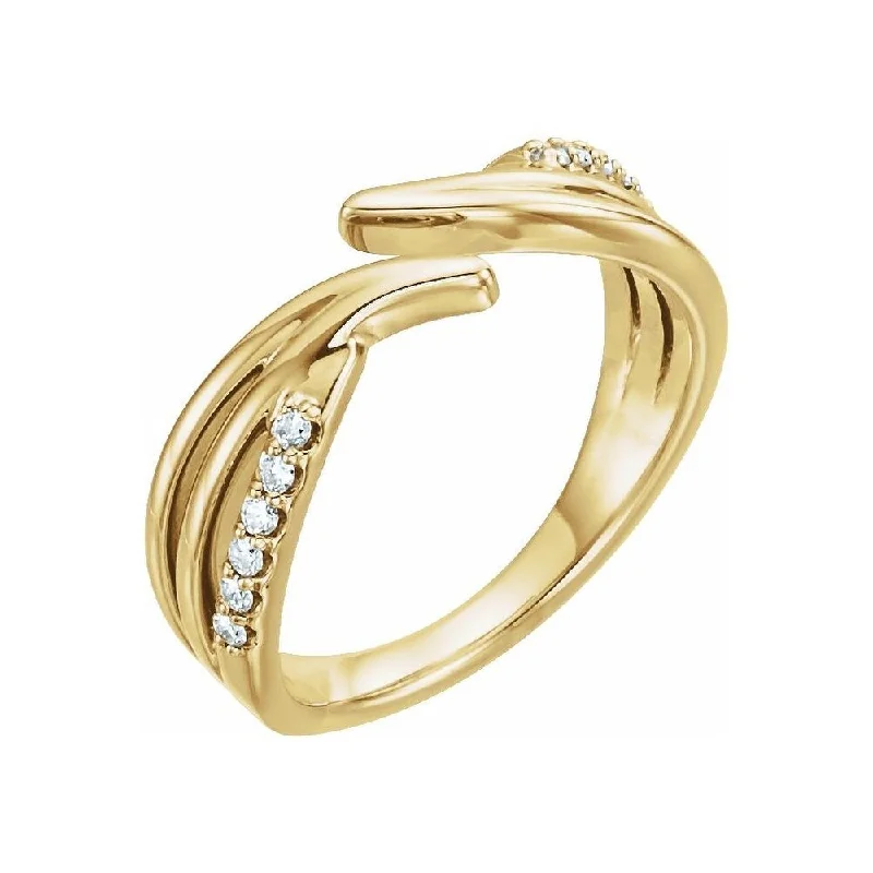 Women’s large gemstone rings-14K Yellow Gold 1/8 CTW Diamond Bypass Ring for Women