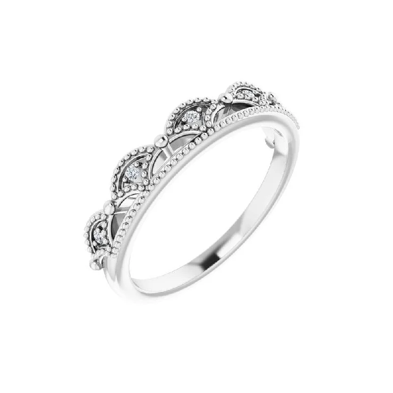 Women’s gemstone rings-925 Sterling Silver .04 CTW Diamond Crown Ring for Women