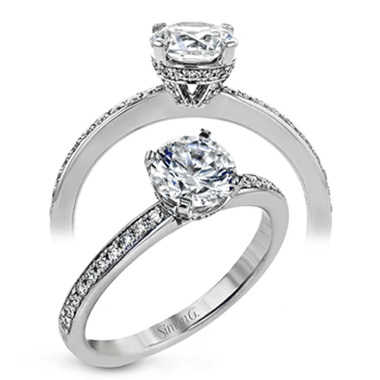 Women’s affordable engagement rings with diamonds-18K white gold engagement ring featuring .22cttw diamonds.  (center stone sold separately)