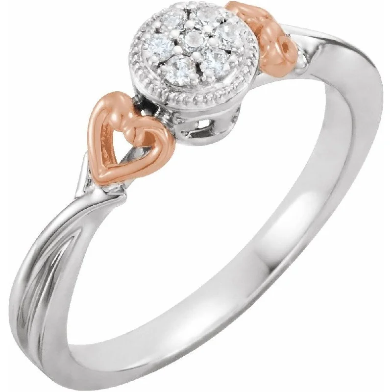 Women’s luxury engagement rings-10K White Gold and Rose Gold 1/10 CTW Diamond Promise Ring for Women