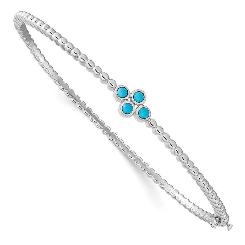 Women’s classic bracelets-14k White Gold Turquoise Bangle-WBC-BM7414-BTQ-W