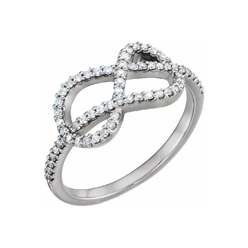 Women’s princess-cut rings-14K White Gold 1/3 CTW Diamond Knot Ring for Women