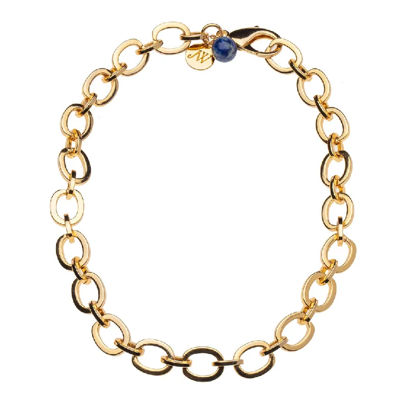 Women’s celestial necklaces-Jane Win Chunky Link Chain with Lapis Bead