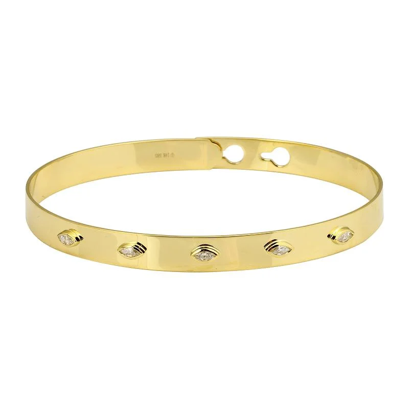 Women’s adjustable bangles-Marquise Gold Bangle