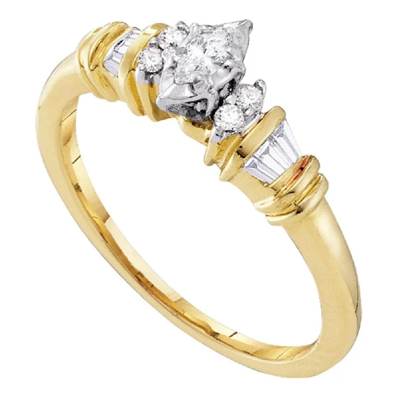 Women’s large statement rings-10k Yellow Gold Womens Marquise Diamond Solitaire Promise Ring (1/5 Cttw, G-H Color, I2-I3 Clarity)