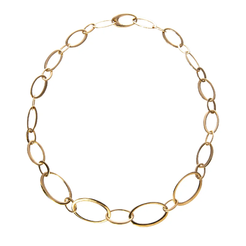 Women’s infinity symbol necklaces-18K Yellow Gold Italian Graduated Large Oval Link Necklace