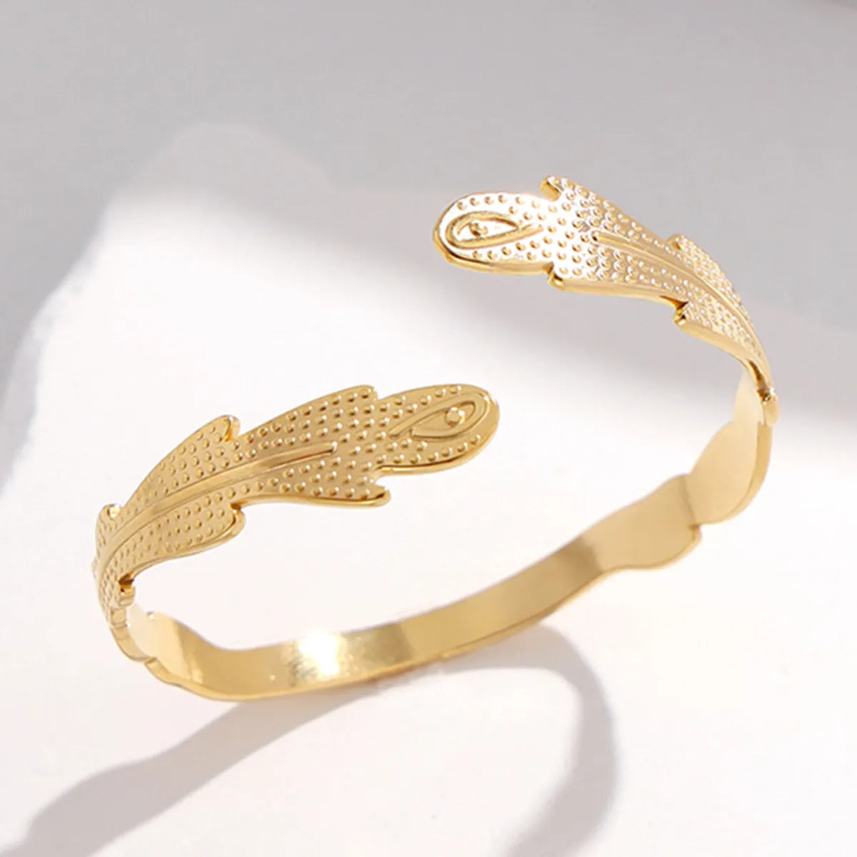 Women’s silver bracelets-Fashion Feather Titanium Steel Plating Bangle 1 Piece