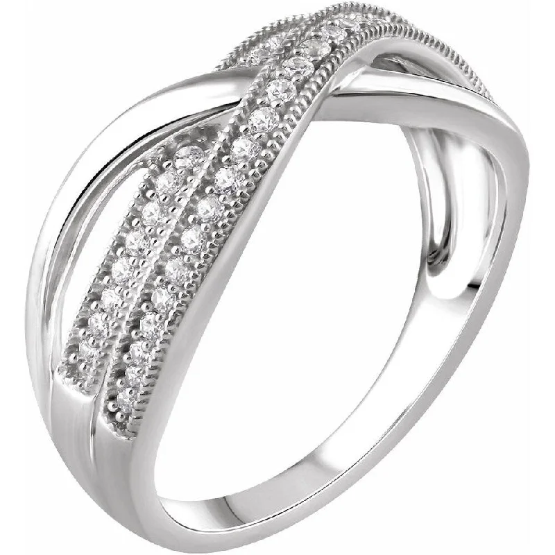 Women’s mixed metal rings-14K White Gold 1/4 CTW Diamond Criss-Cross Ring for Women