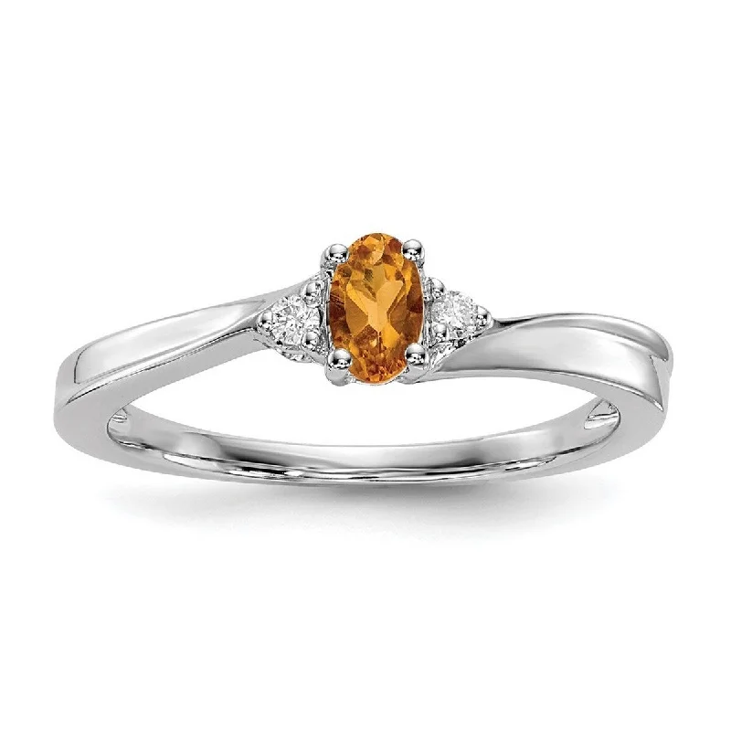 Women’s stylish rings with gemstones-Curata 925 Sterling Silver Rhodium Plated Citrine Ring