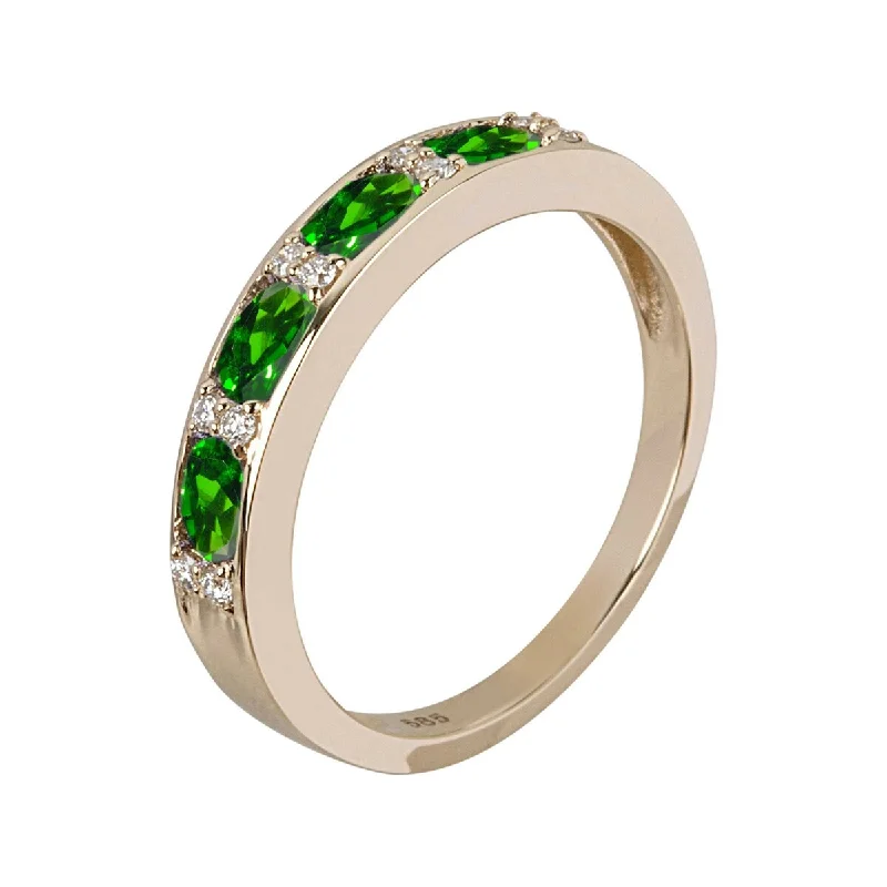 Women’s infinity rings-14Kt Gold Chrome Diopside,White Natural Zircon Ring