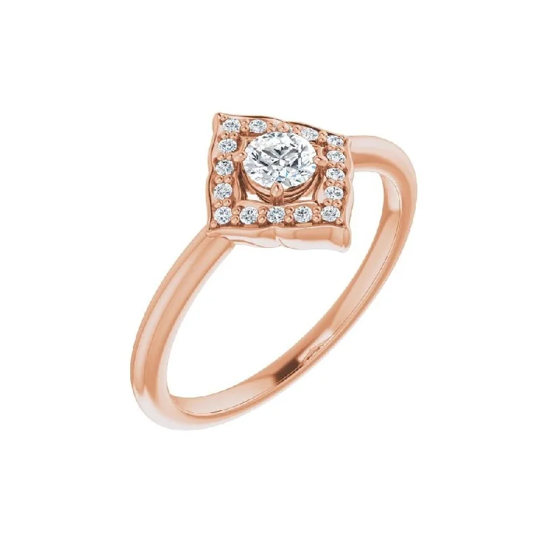 Women’s large statement rings-14K Rose Gold 1/3 CTW Diamond Halo-Style Clover Ring for Women