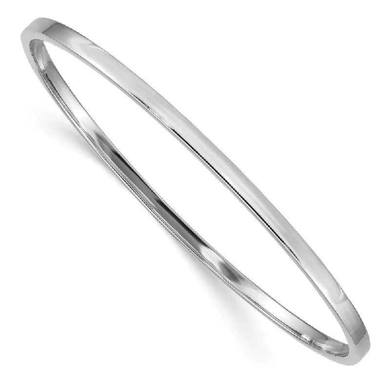 Women’s gemstone bracelets-14k White Gold 3mm Polished Square Tube Slip-on Bangle-WBC-DB473