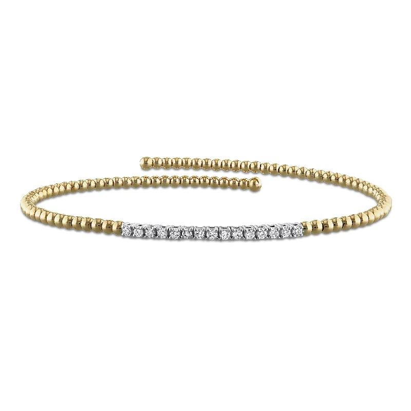 Women’s fashion bracelets-Miadora 1/4ct TW Diamond Bangle in 14k Two-Tone Yellow and White Gold