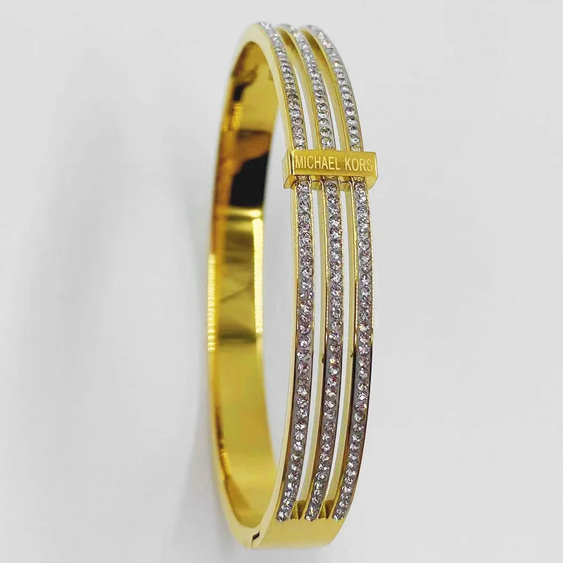 Women’s antique bracelets-Simple Style Streetwear Geometric Titanium Steel Plating Inlay Zircon Bangle