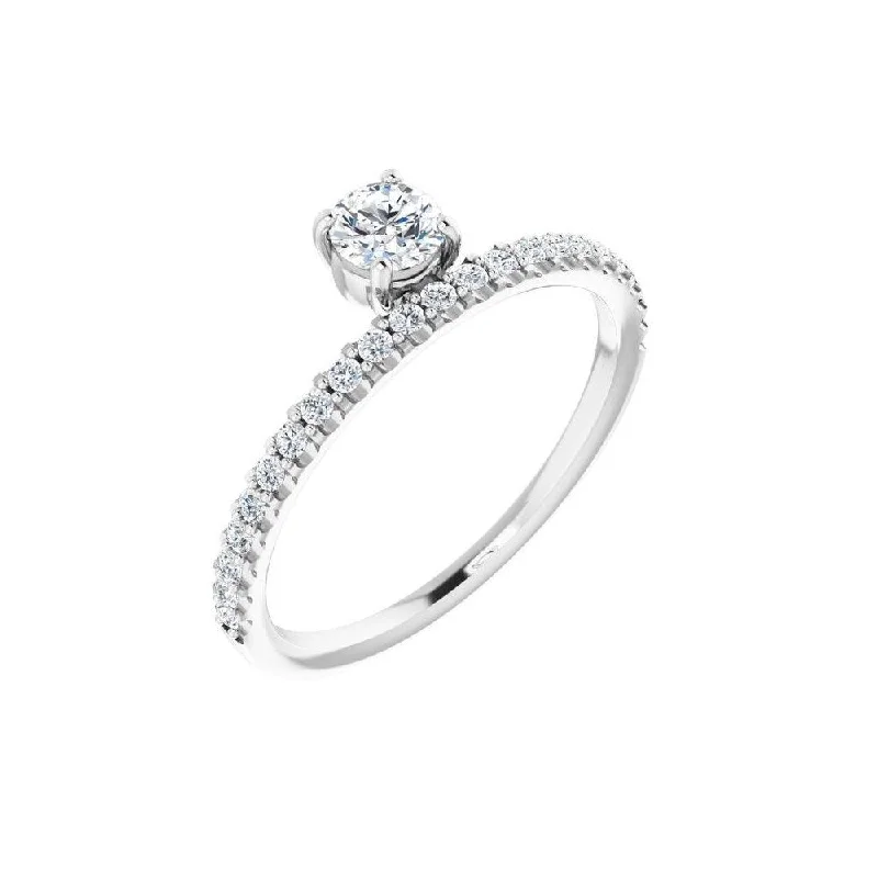 Women’s large statement rings-14K White Gold 1/2 CTW Diamond Asymmetrical Stackable Ring for Women