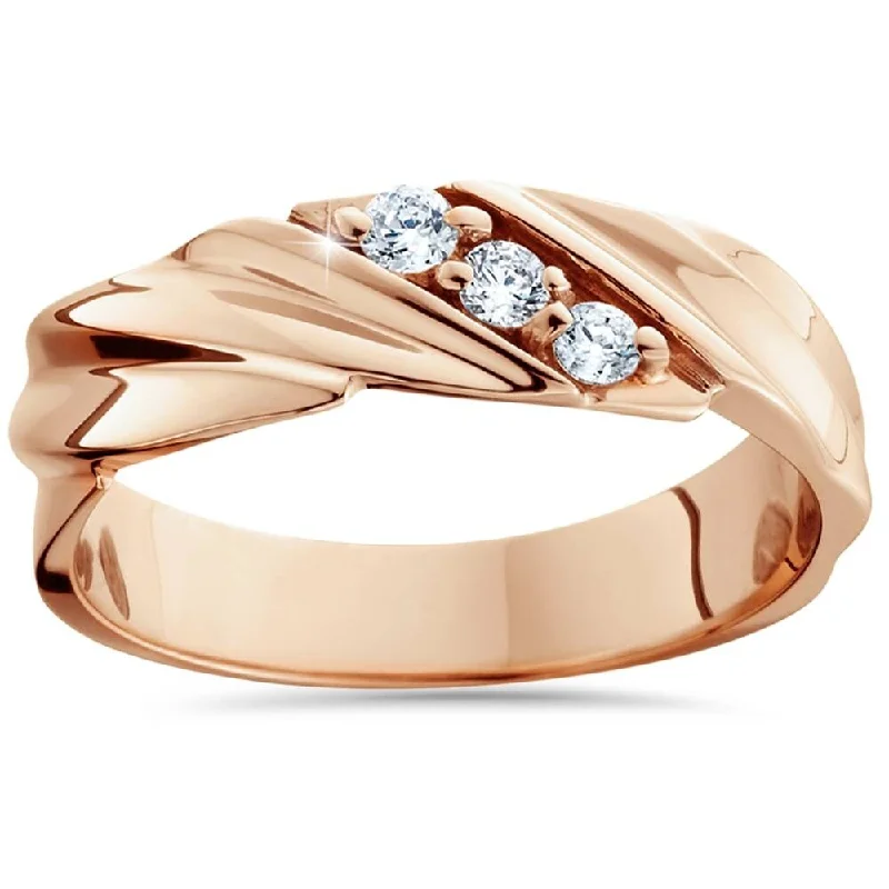 Women’s elegant engagement rings-1/10ct Diamond Rose Gold Mens Wedding Ring