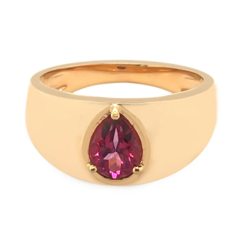 Women’s silver rings-18K Yellow Gold Over Sterling Silver Pink Topaz Gemstone Band Ring