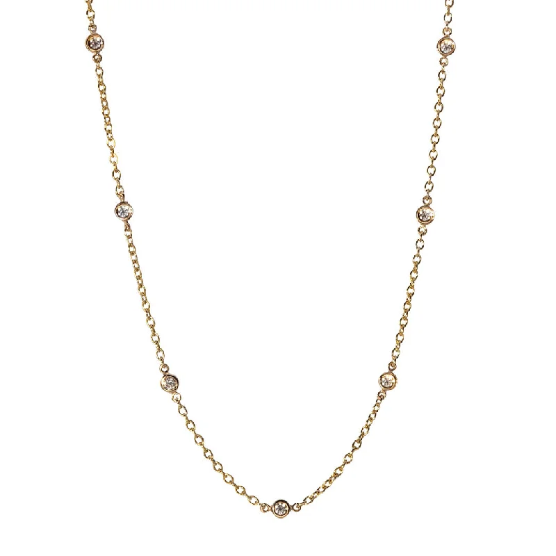 Women’s oval pendant necklaces-.56ctw Diamond by the Yard 14 Station 14K Yellow Gold Necklace