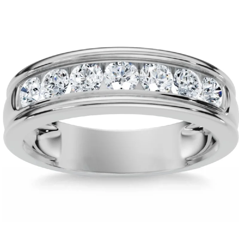 Women’s wedding engagement sets-5/8Ct Men's Diamond Channel Set Brushed Wedding Ring Gold Lab Grown