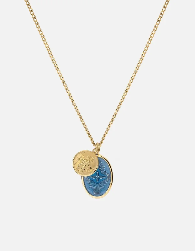 Women’s zodiac necklaces-Mini Dove Necklace, Gold Vermeil/Light Blue