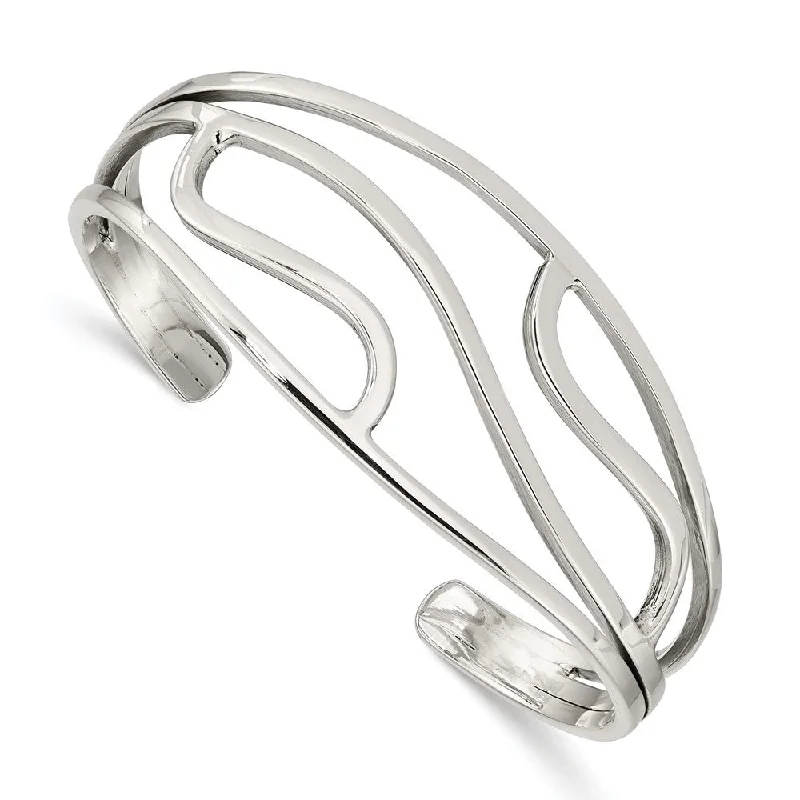 Women’s modern bracelets-Sterling Silver Cuff Bangle-WBC-QB1275