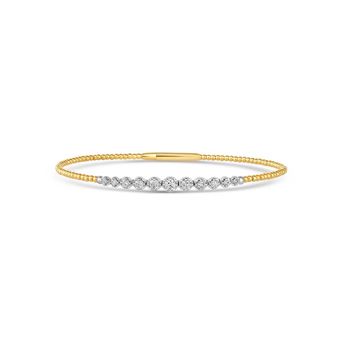 Women’s braided bangles-14K Yellow and White Gold Gradual Diamond Clasped Bangle