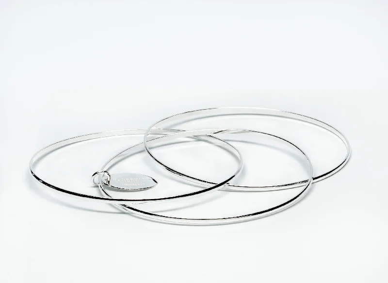 Women’s luxury bangles-Thin Silver Week-End Bangle