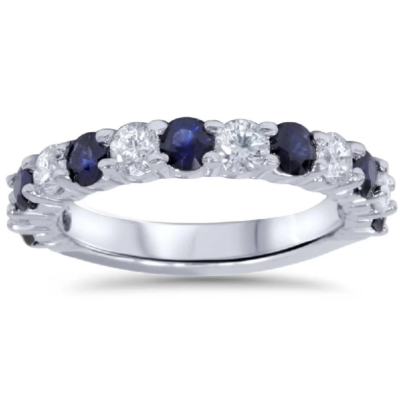 Women’s vintage sapphire engagement rings-2ct Diamond & Blue Sapphire Wedding Ring White Gold