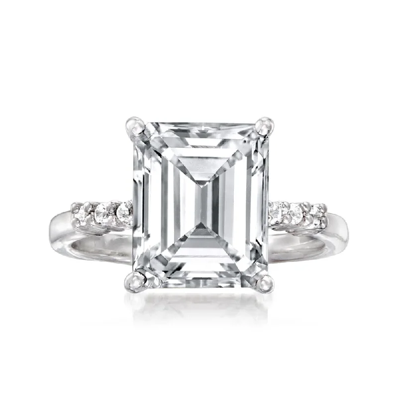 Women’s promise rings-Sterling Silver White Topaz Gemstone Solitaire Ring