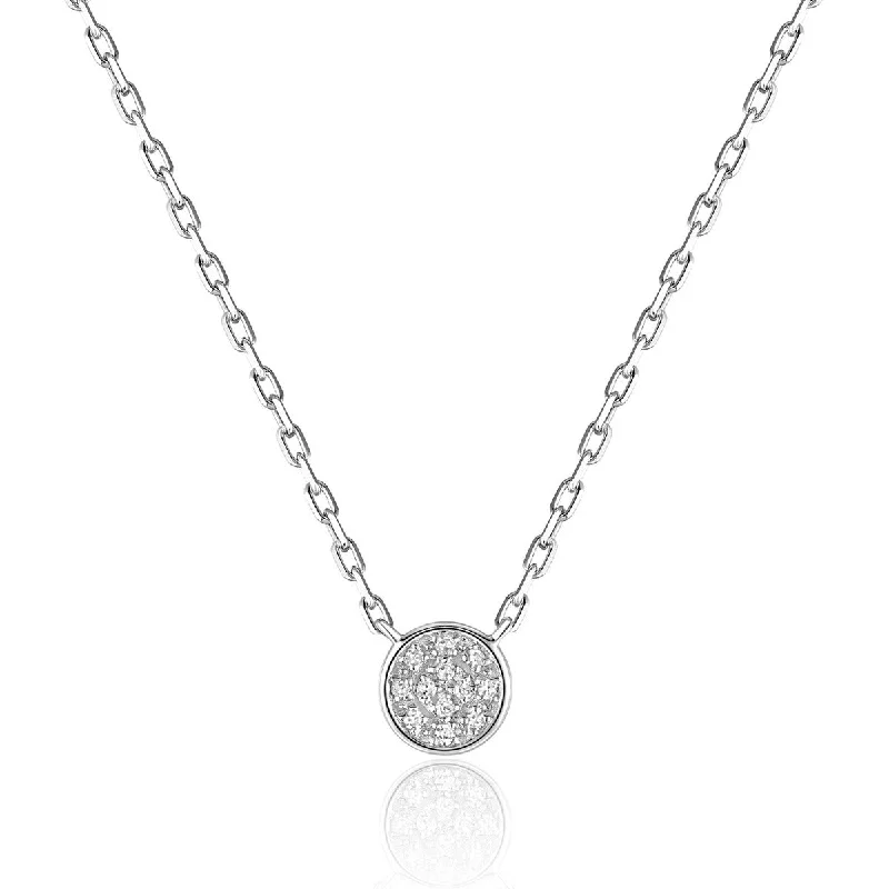 Women’s gold pendant necklaces with diamonds-Diamond Micro Pavé Round 14K Gold Necklace