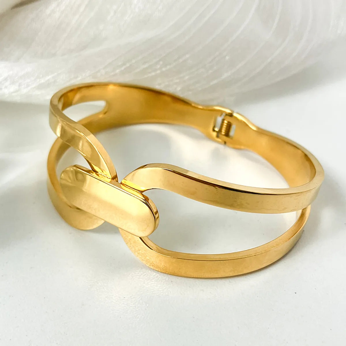 Women’s gold-plated bracelets-Simple Style Roman Style Oval Solid Color Stainless Steel Plating Gold Plated Bangle