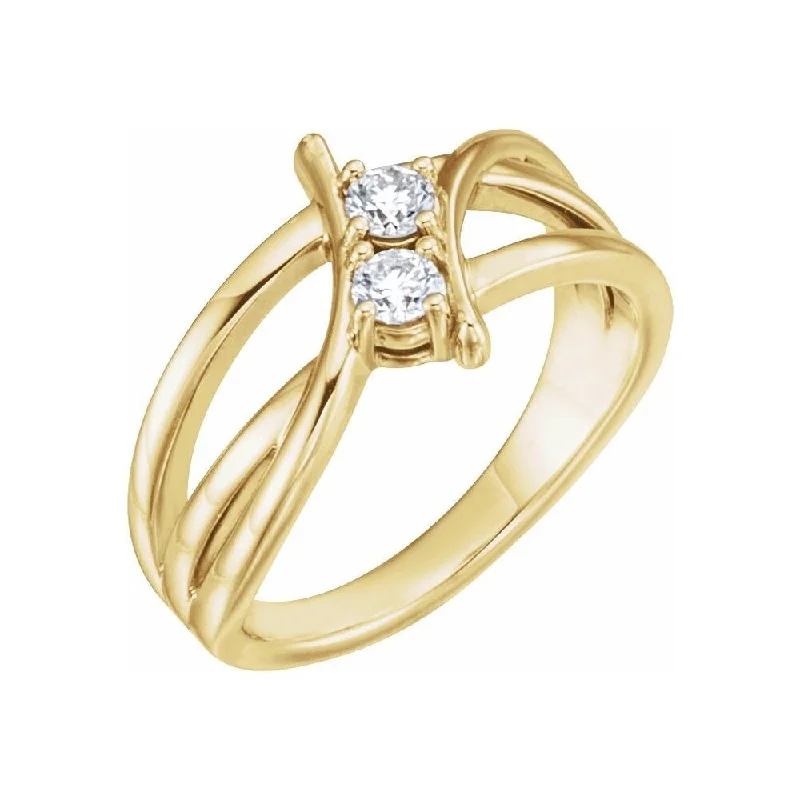 Women’s rings with colored stones-14K Yellow Gold 1/4 CTW Diamond Two-Stone Ring for Women