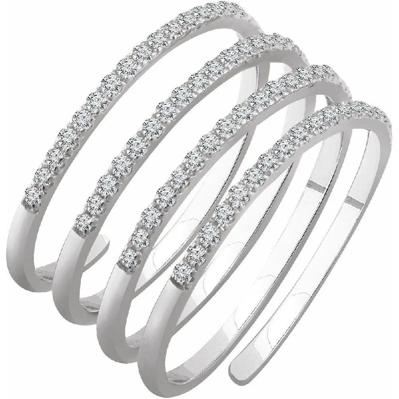 Women’s eternity band rings-14K White Gold 1/2 CTW Diamond Spiral Ring for Women